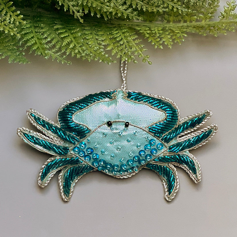 Embroidered crab decoration