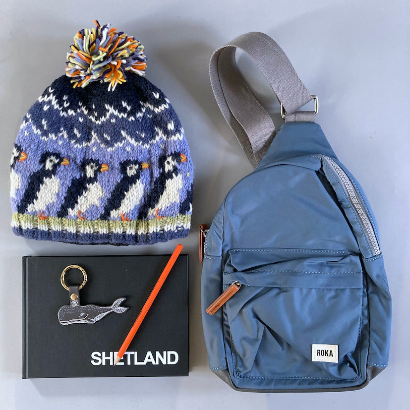 Hand knitted puffin hat