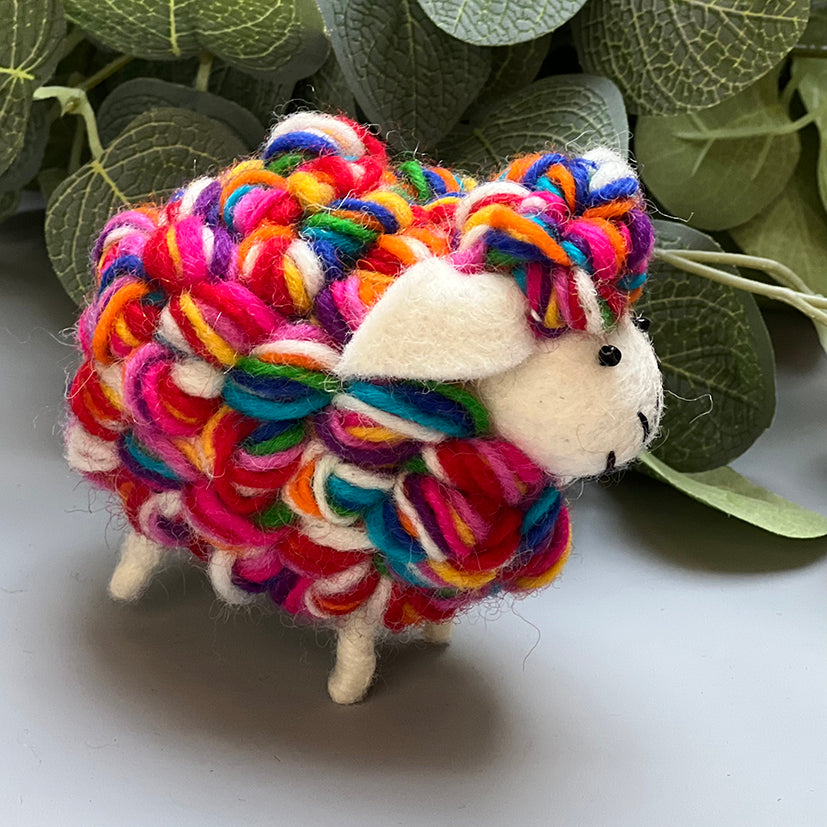 Rainbow felt sheep decoration