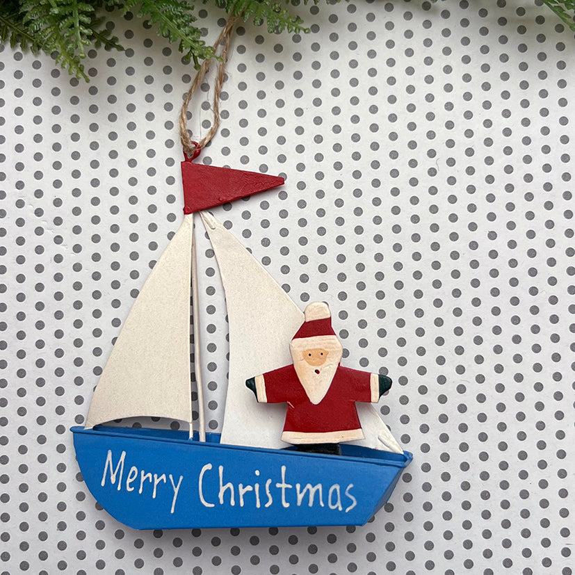 Santa sailing in a boat decoration