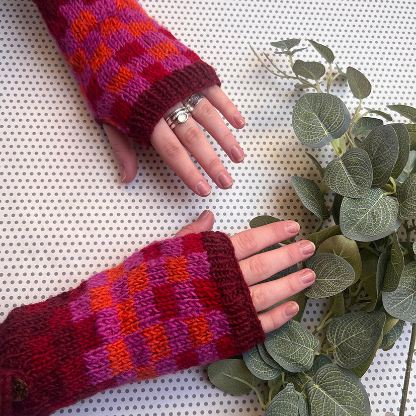 Peerie Shop checked wrist warmers