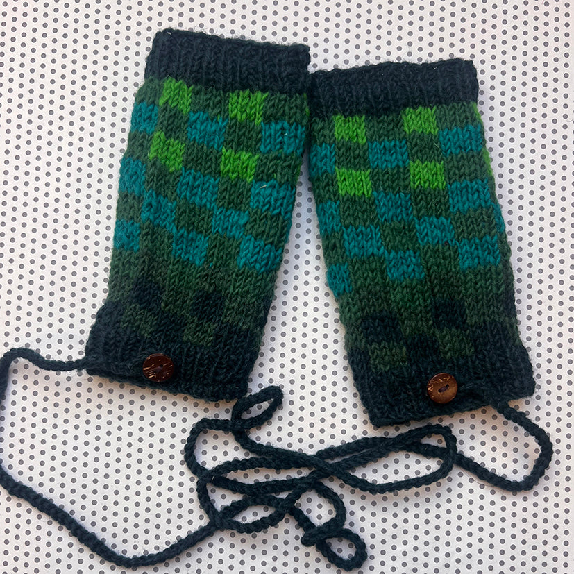 Peerie Shop checked wrist warmers