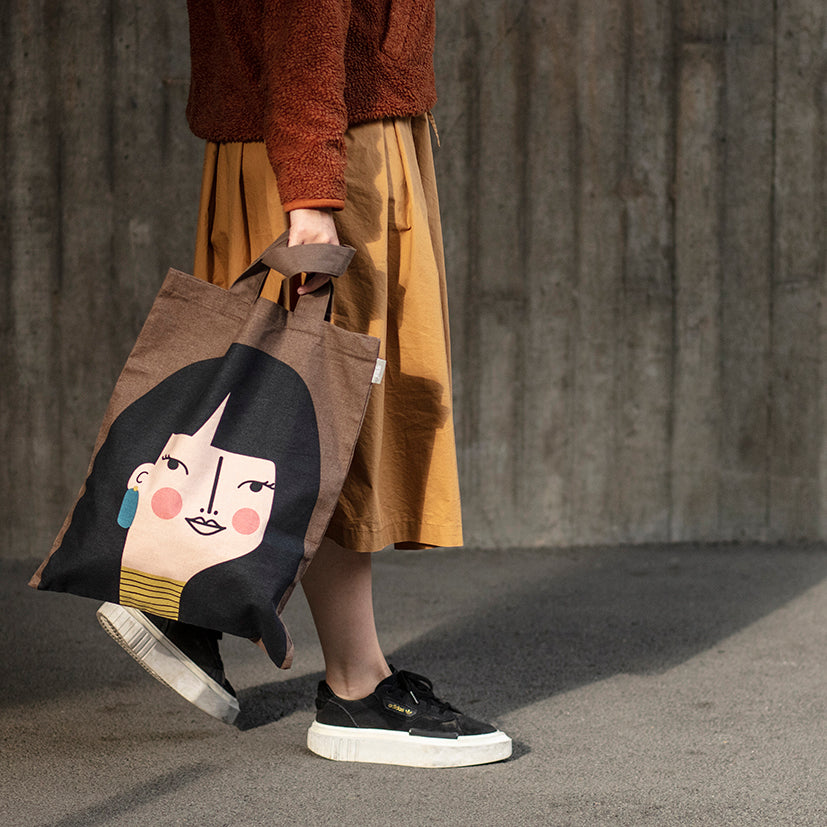 Handprinted cotton bag