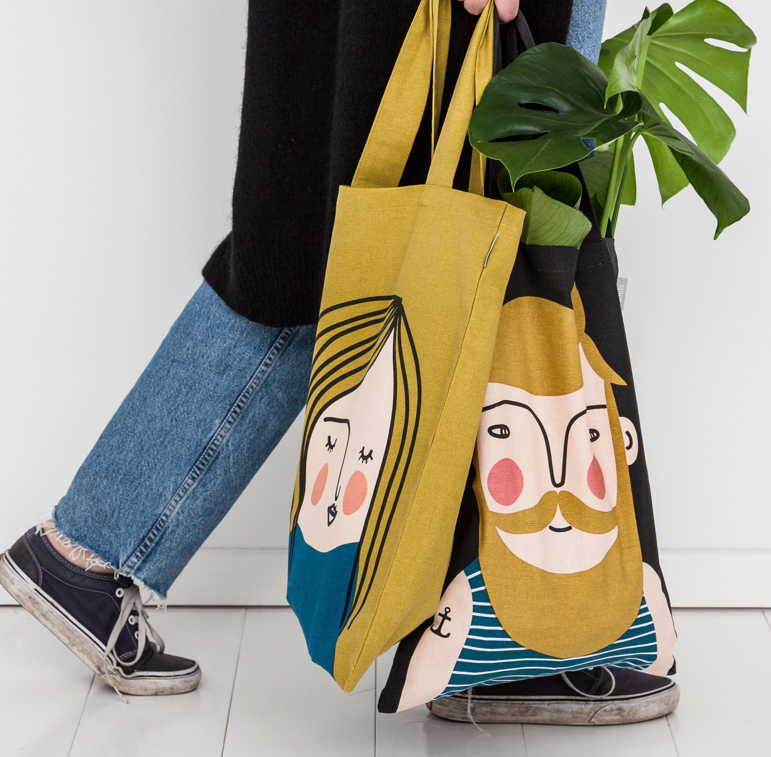 Handprinted cotton bag