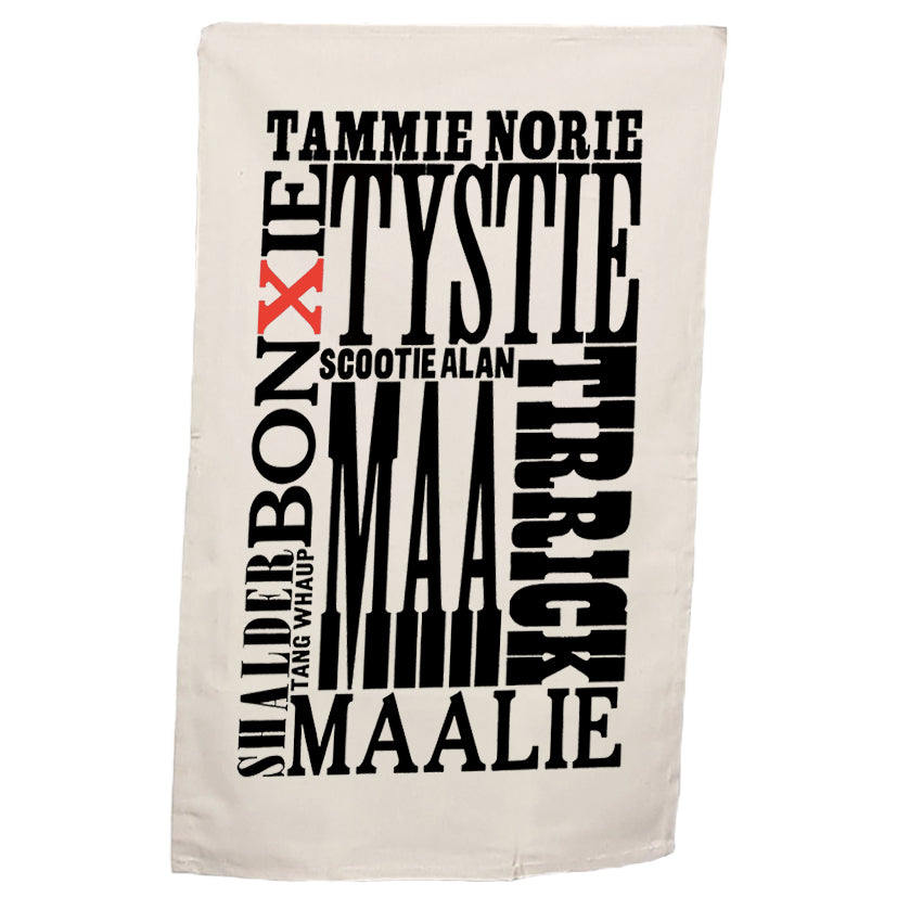 Shetland bird letterpress tea towel