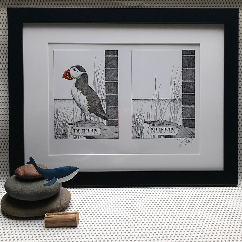 'Puffin Nuffin' print by Simon Drew