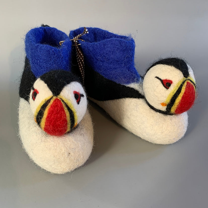 Felt puffin slippers
