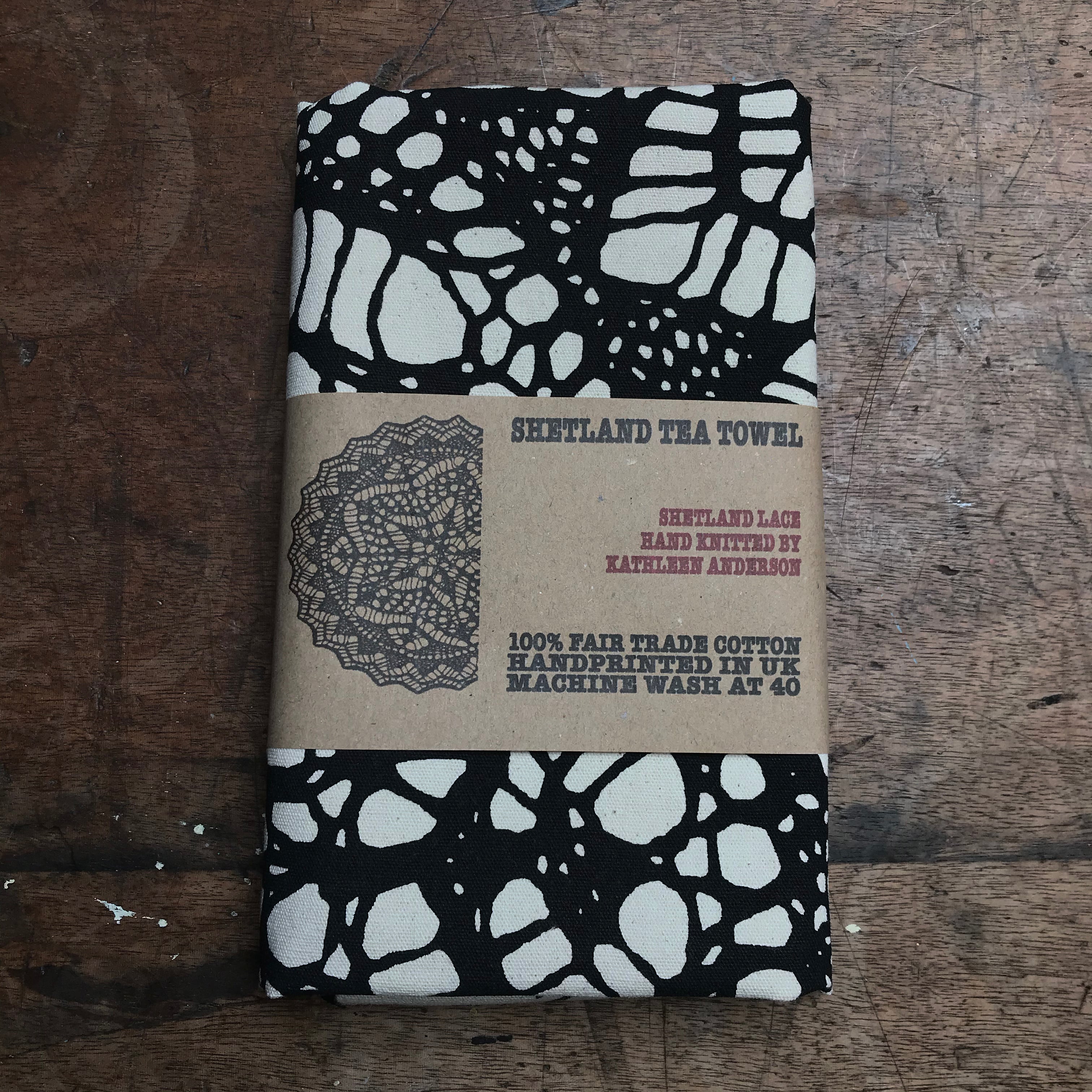 Shetland lace tea towel