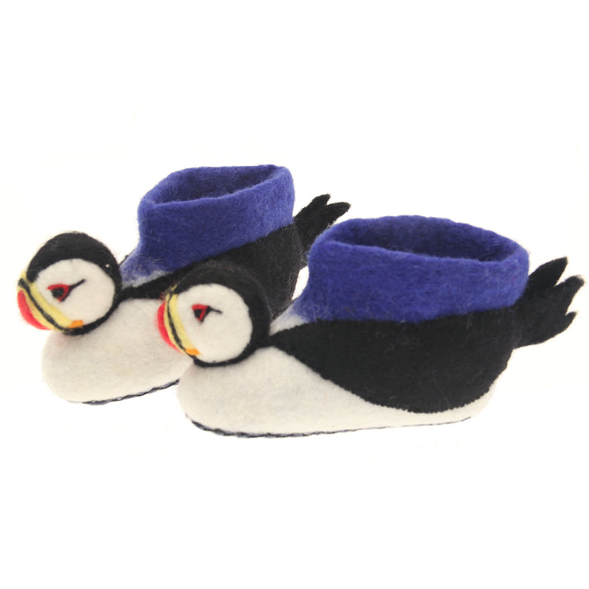 Felt puffin slippers