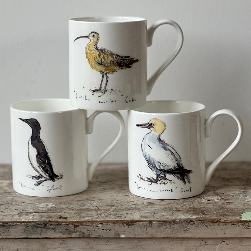 Bird mugs by Madeleine Floyd