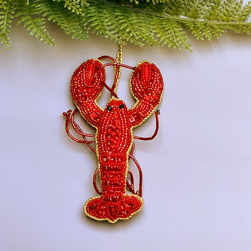 Embroidered lobster decoration