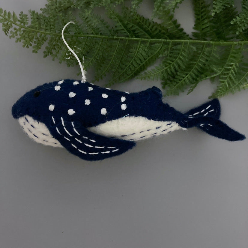 Felt blue whale decoration