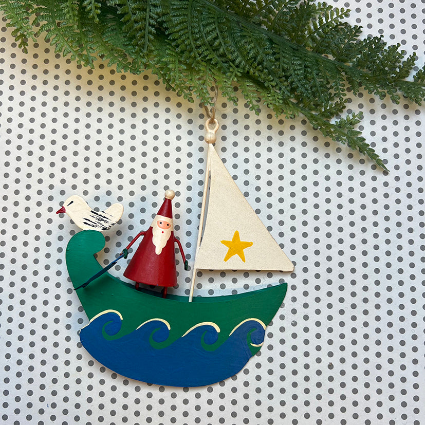Santa in a boat decoration