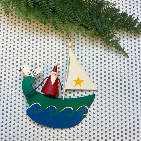 Santa in a boat decoration