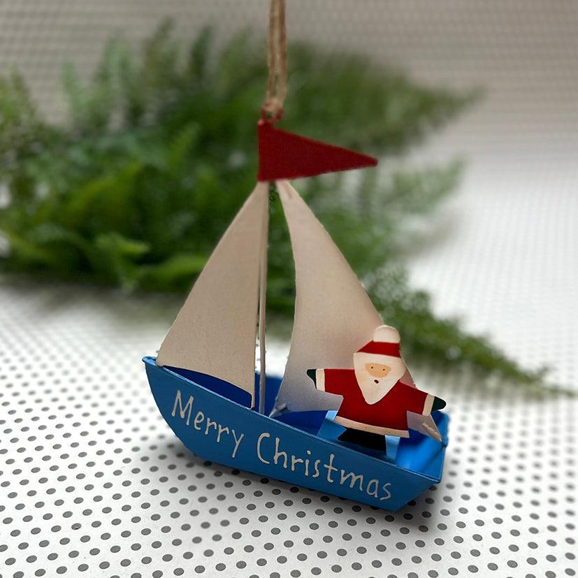 Santa sailing in a boat decoration