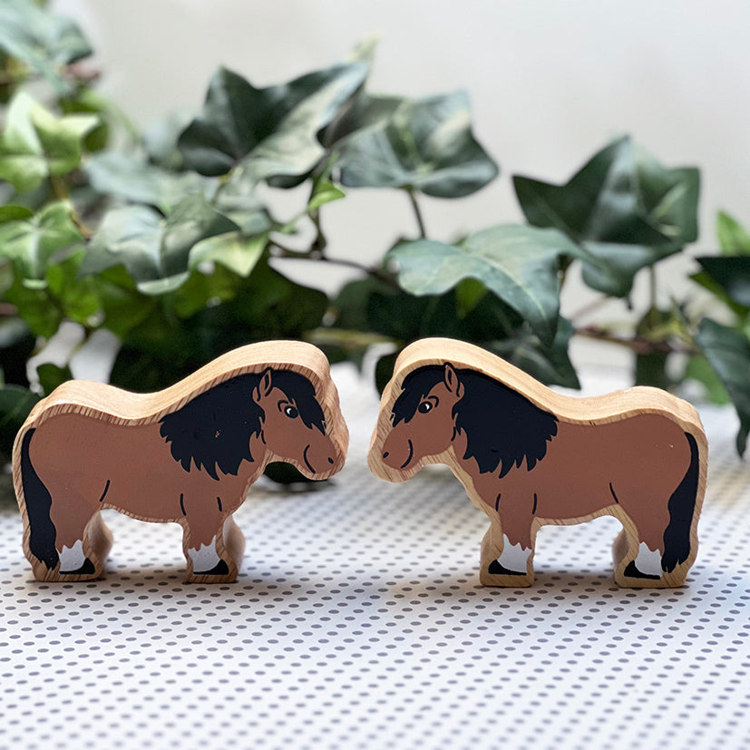 Wooden Shetland Pony and Puffin