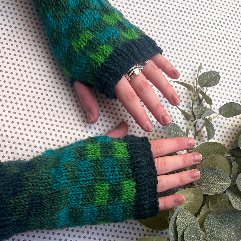 Peerie Shop checked wrist warmers