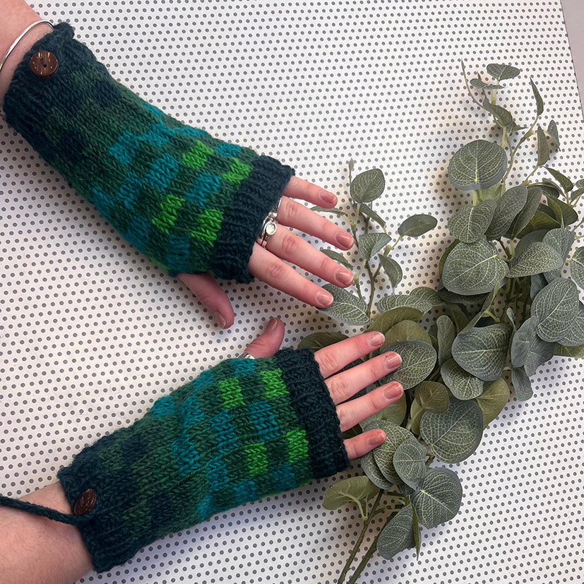 Peerie Shop checked wrist warmers