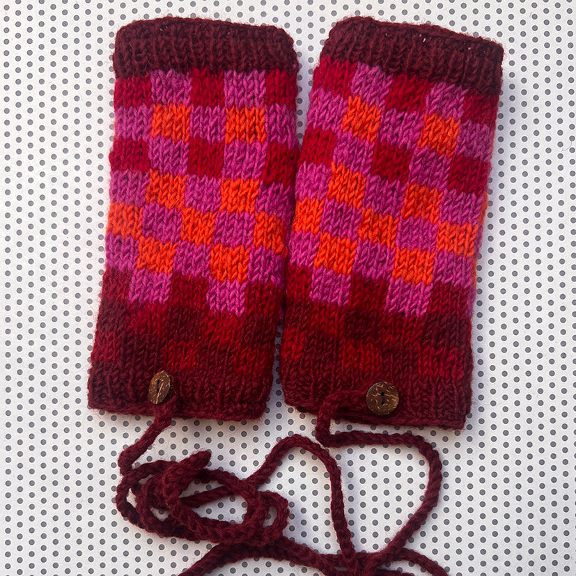 Peerie Shop checked wrist warmers