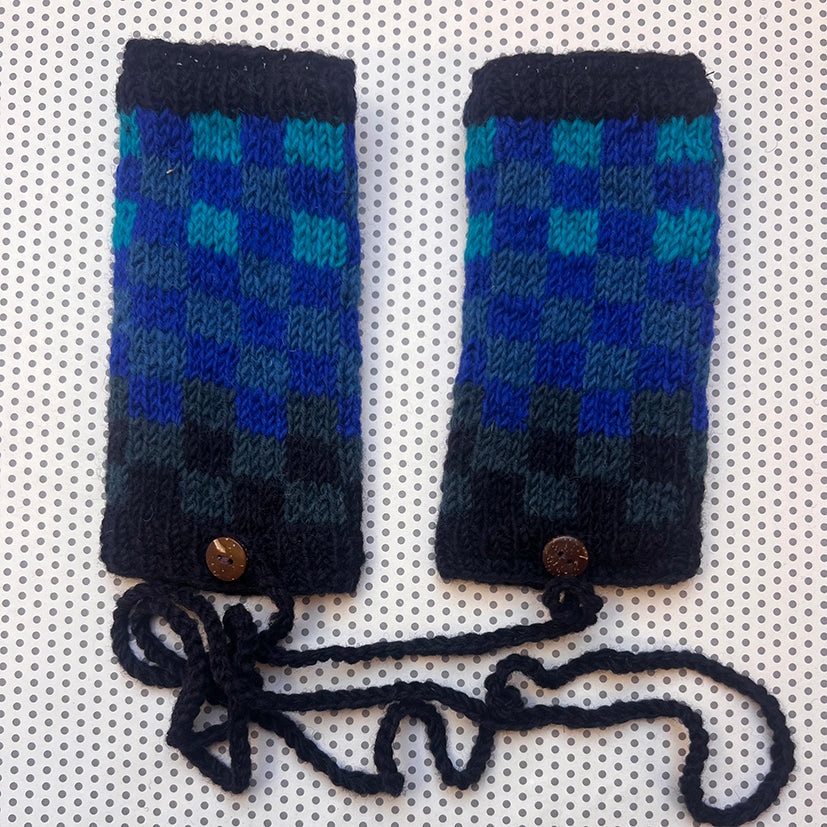 Peerie Shop checked wrist warmers