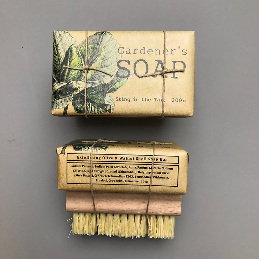 Gardeners soap and nail brush