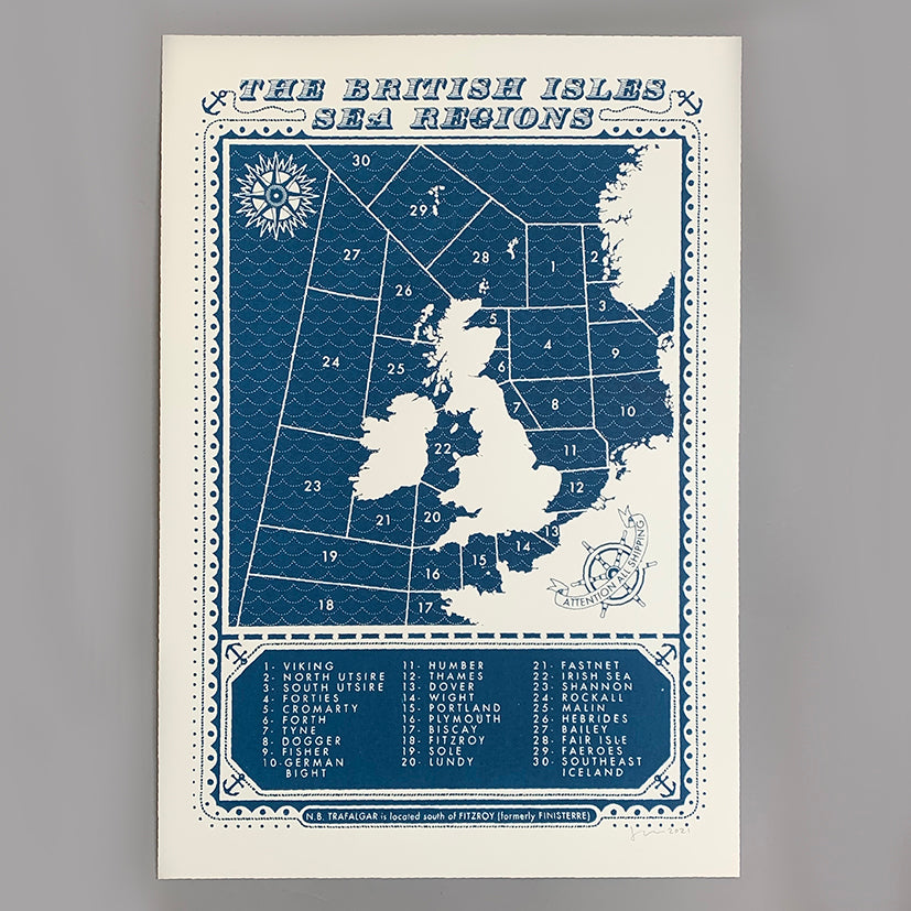 Shipping forecast screen print by James Brown