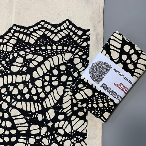 Shetland lace tea towel