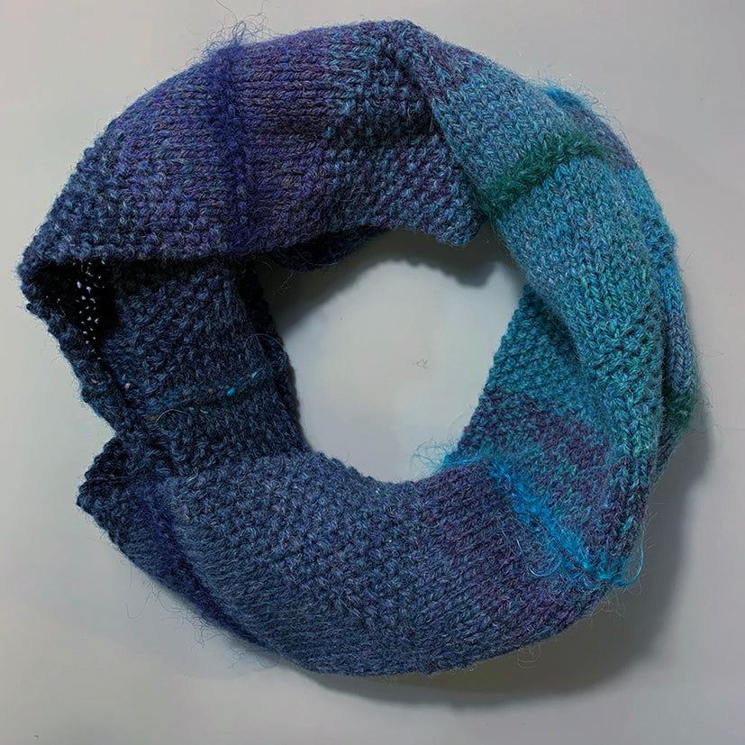 Handknitted shetland loop scarf