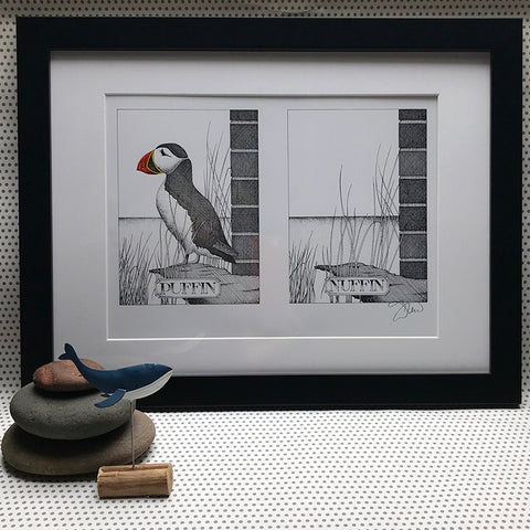 'Puffin Nuffin' print by Simon Drew