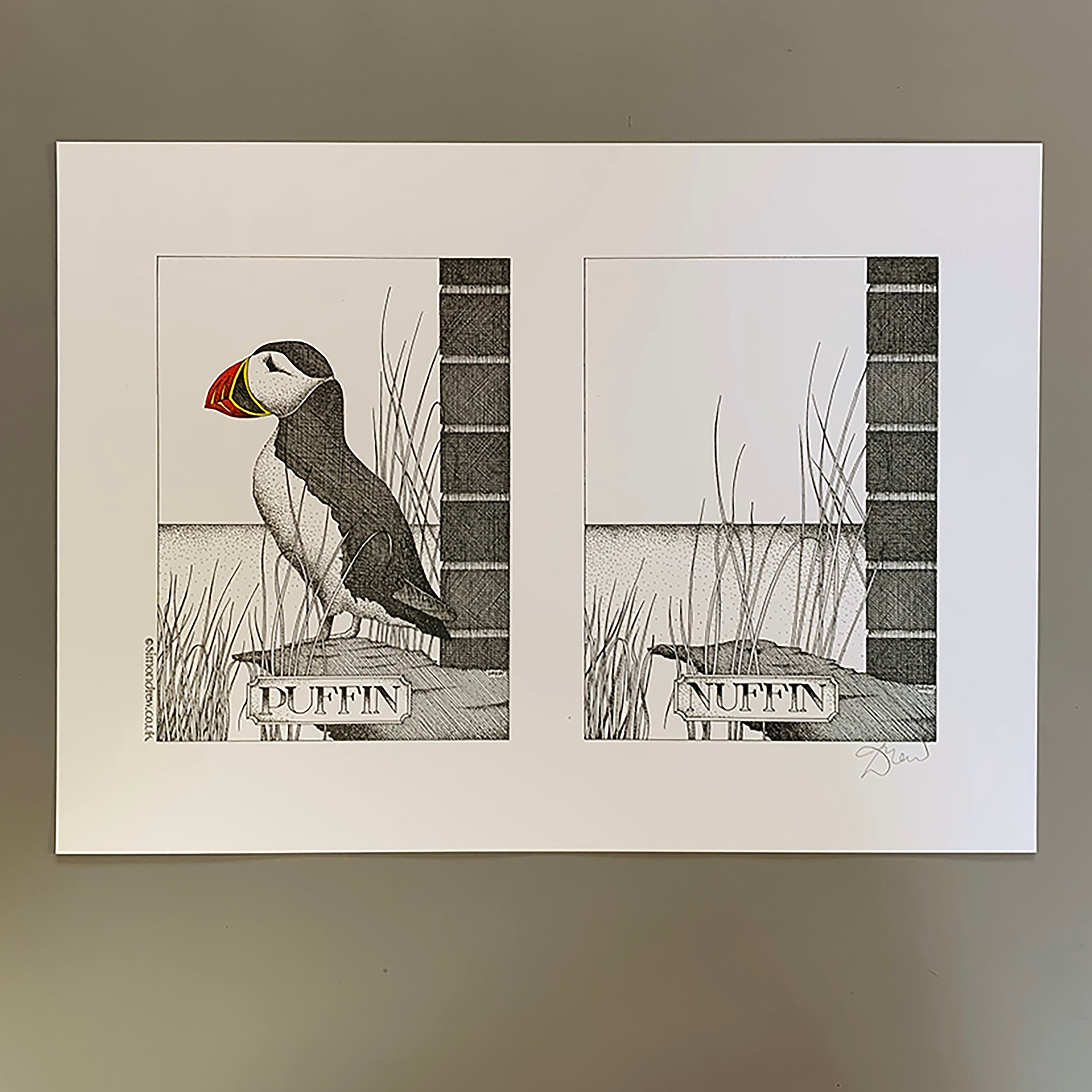 'Puffin Nuffin' print by Simon Drew