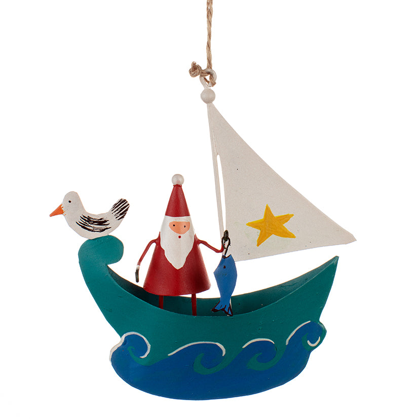 Santa in a boat decoration