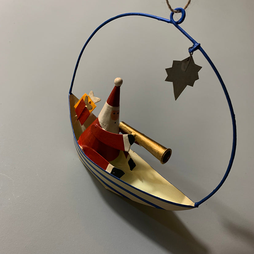 Santa in a boat decoration