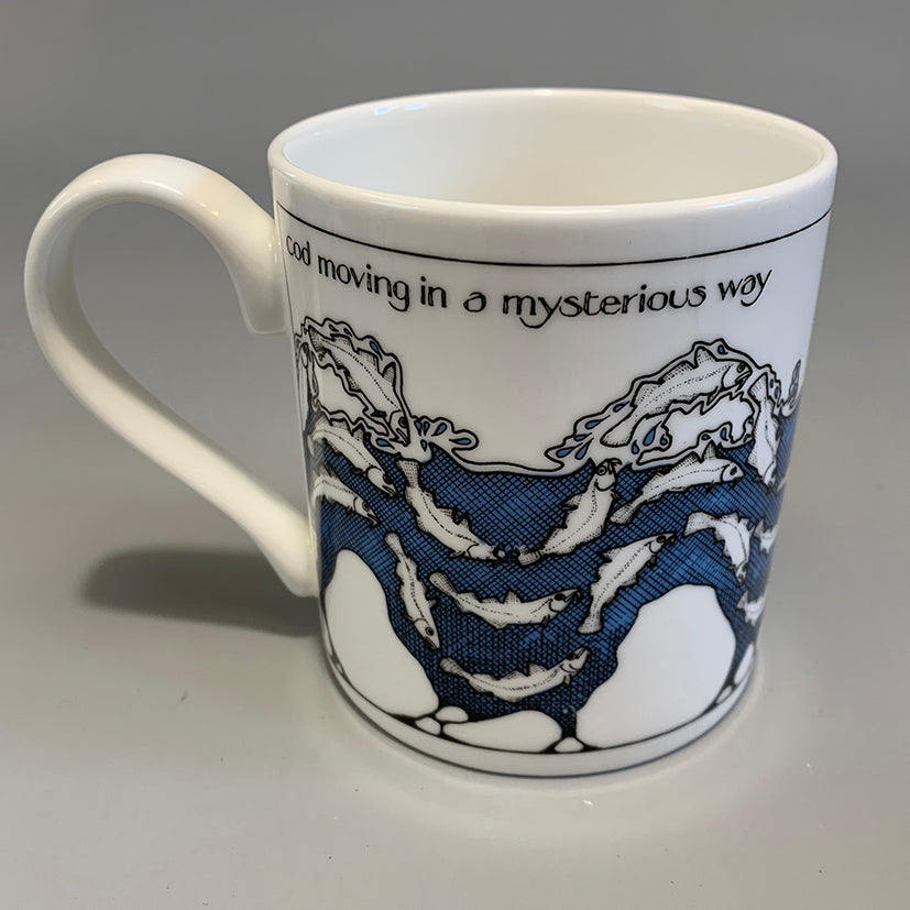 'Cod Moving in a Mysterious Way' Mug by Simon Drew